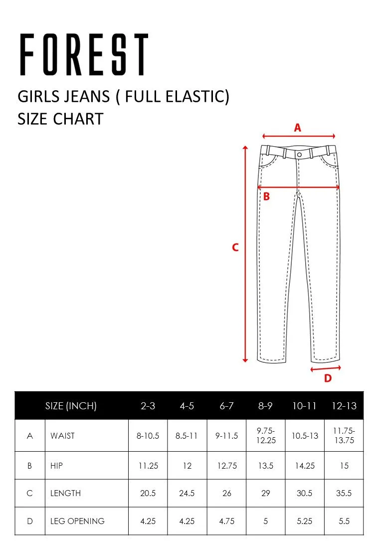 Forest Kids Girls Jeans Kids Girl Denim Long Pants | Seluar Budak Perempuan Jeans - FK810003