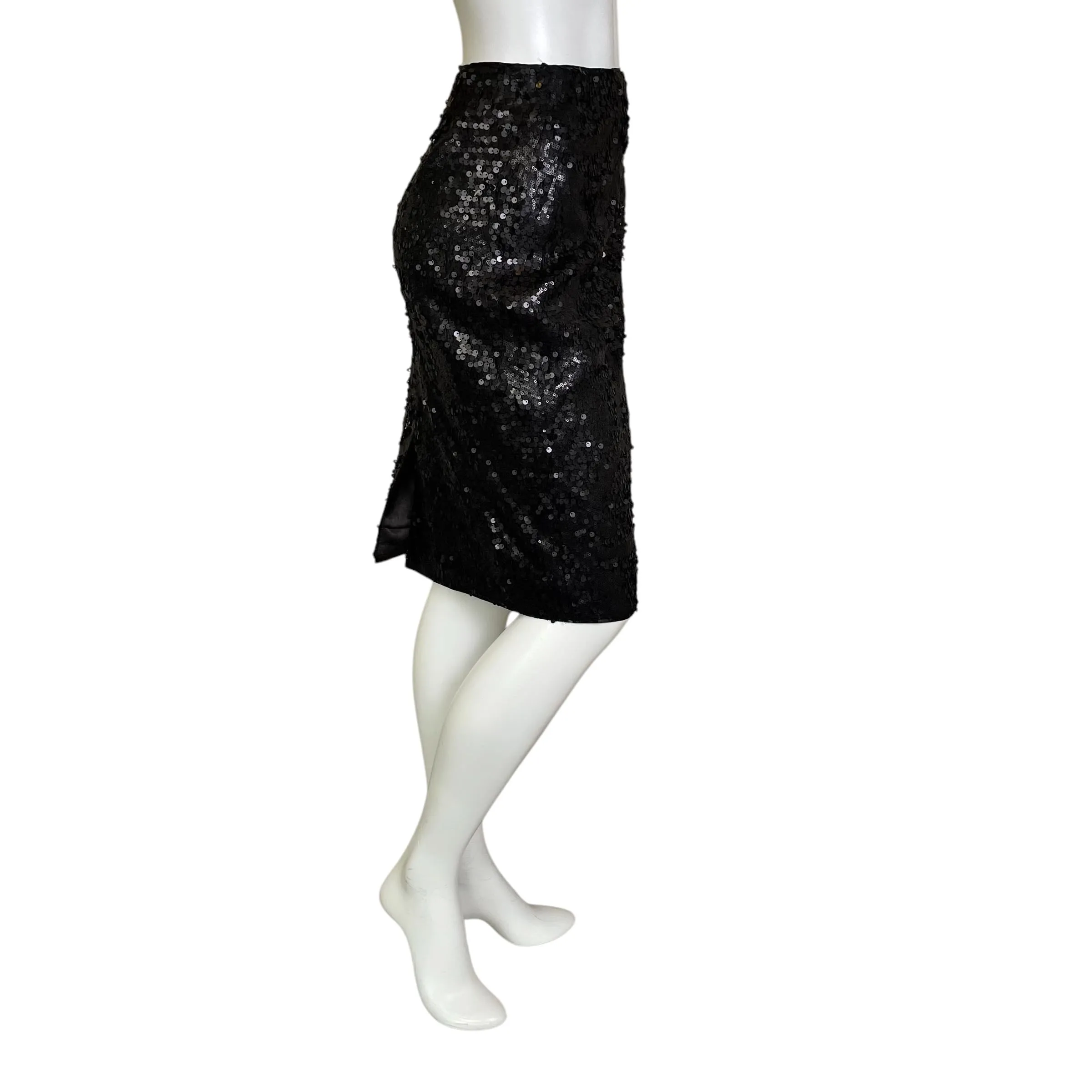 Garnet Hill | Women's Black Sequin Pencil Skirt | Size: 12