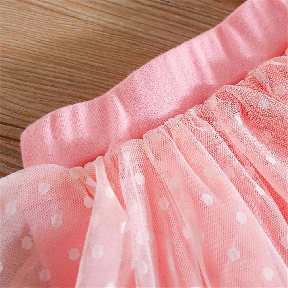 Girls Solid Polka Dot Casual Mesh Culottes