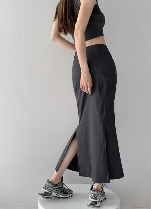 Grunge slit fishtail skirt