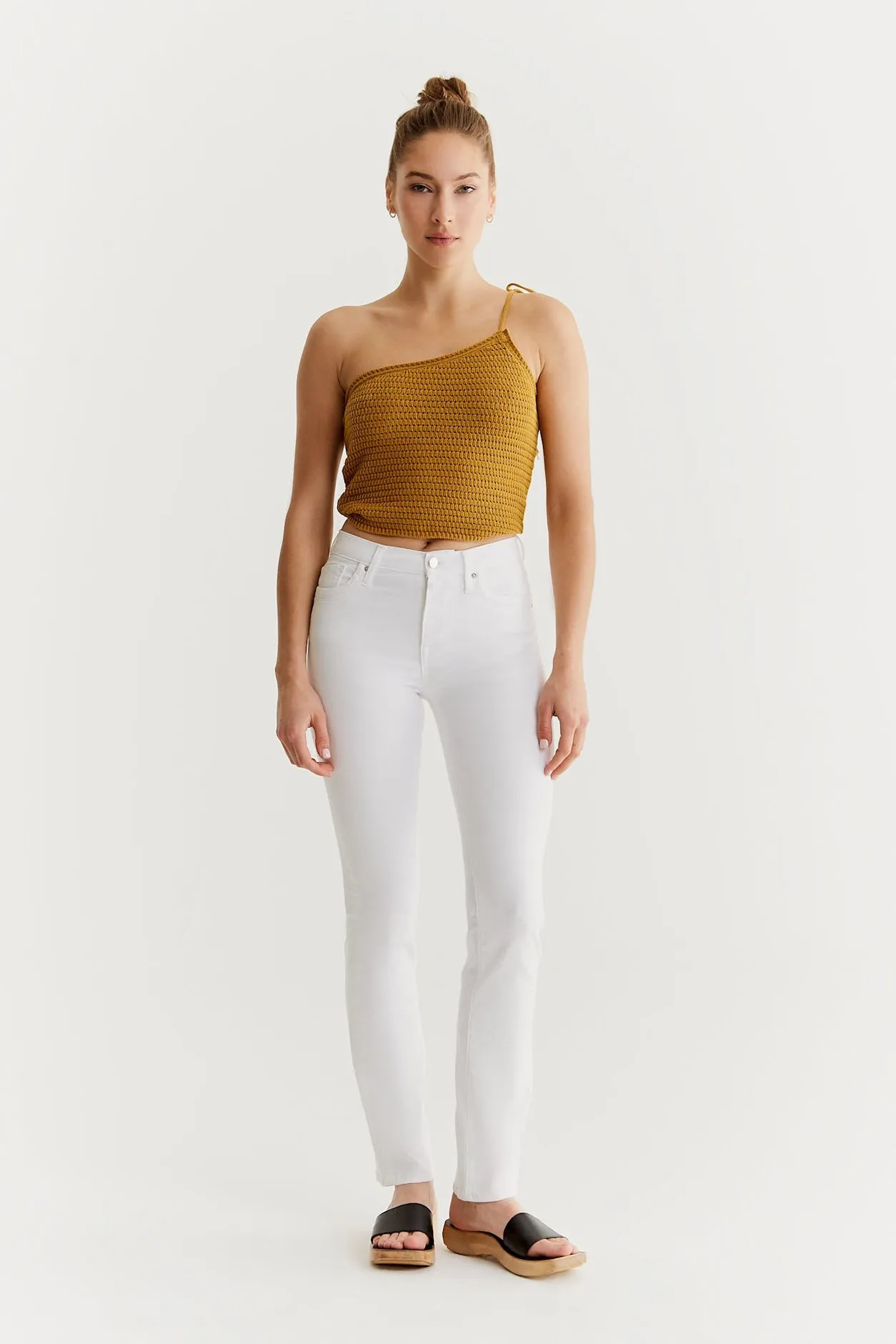Hannah - High Waist Straight - White