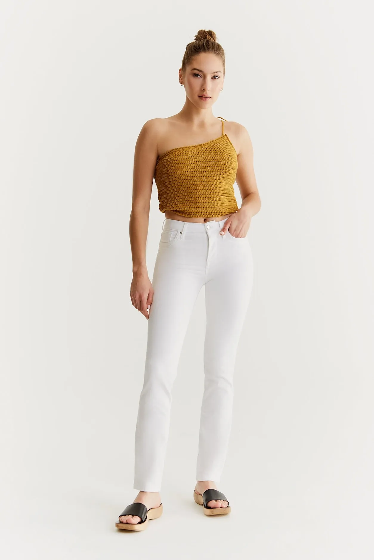 Hannah - High Waist Straight - White