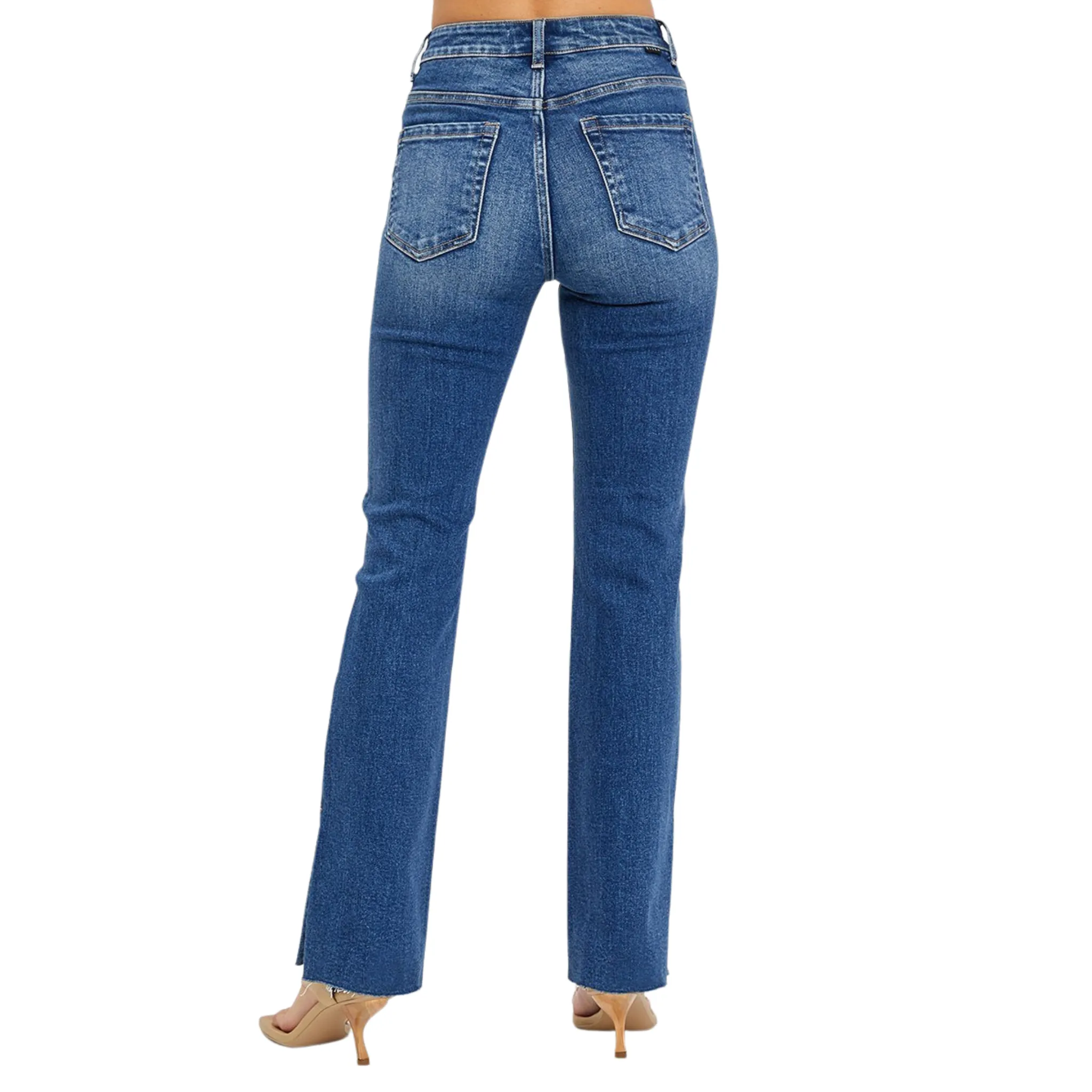 High Rise Raw Hem Bootcut Jeans