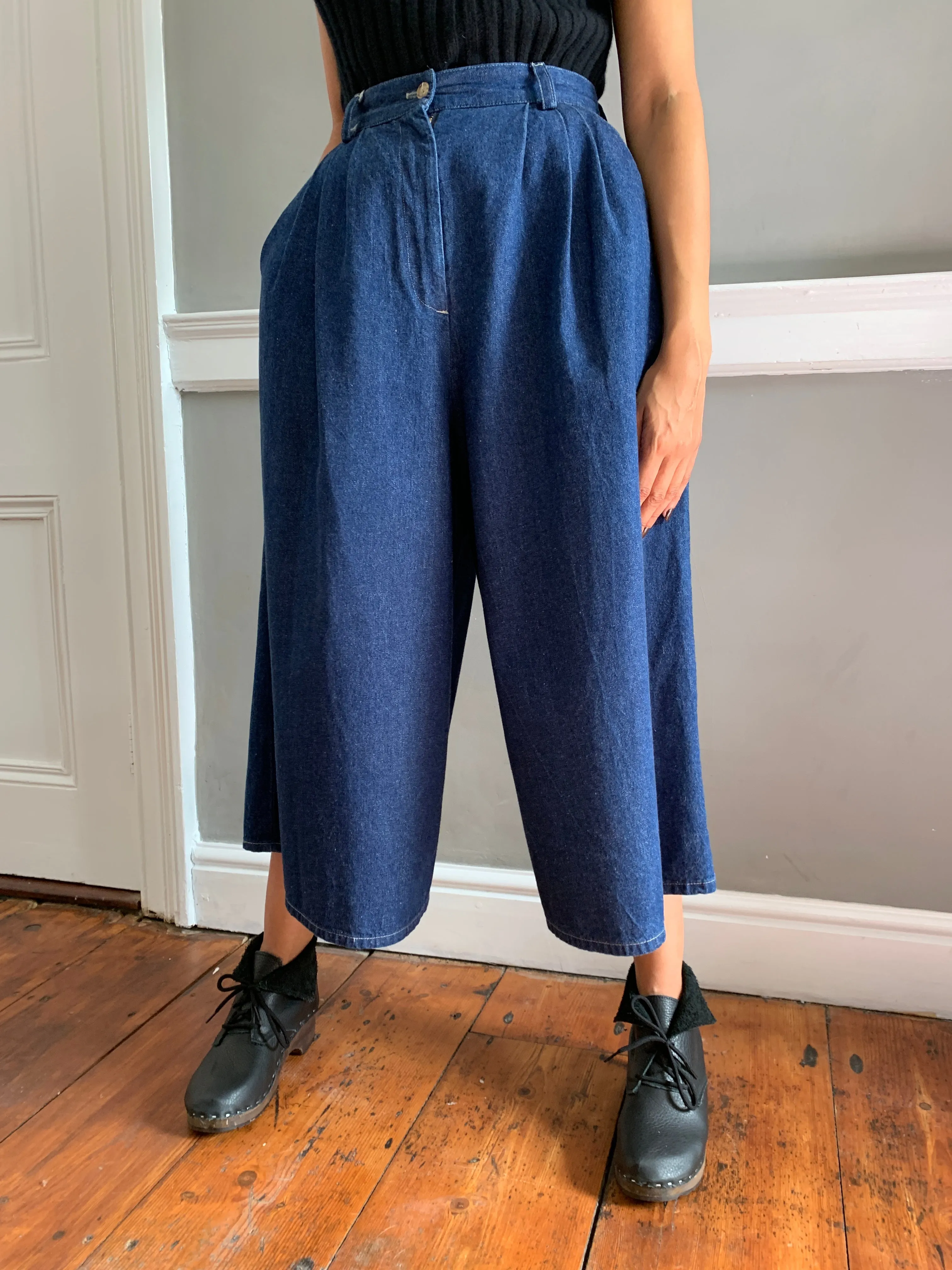 High waisted denim culottes W28