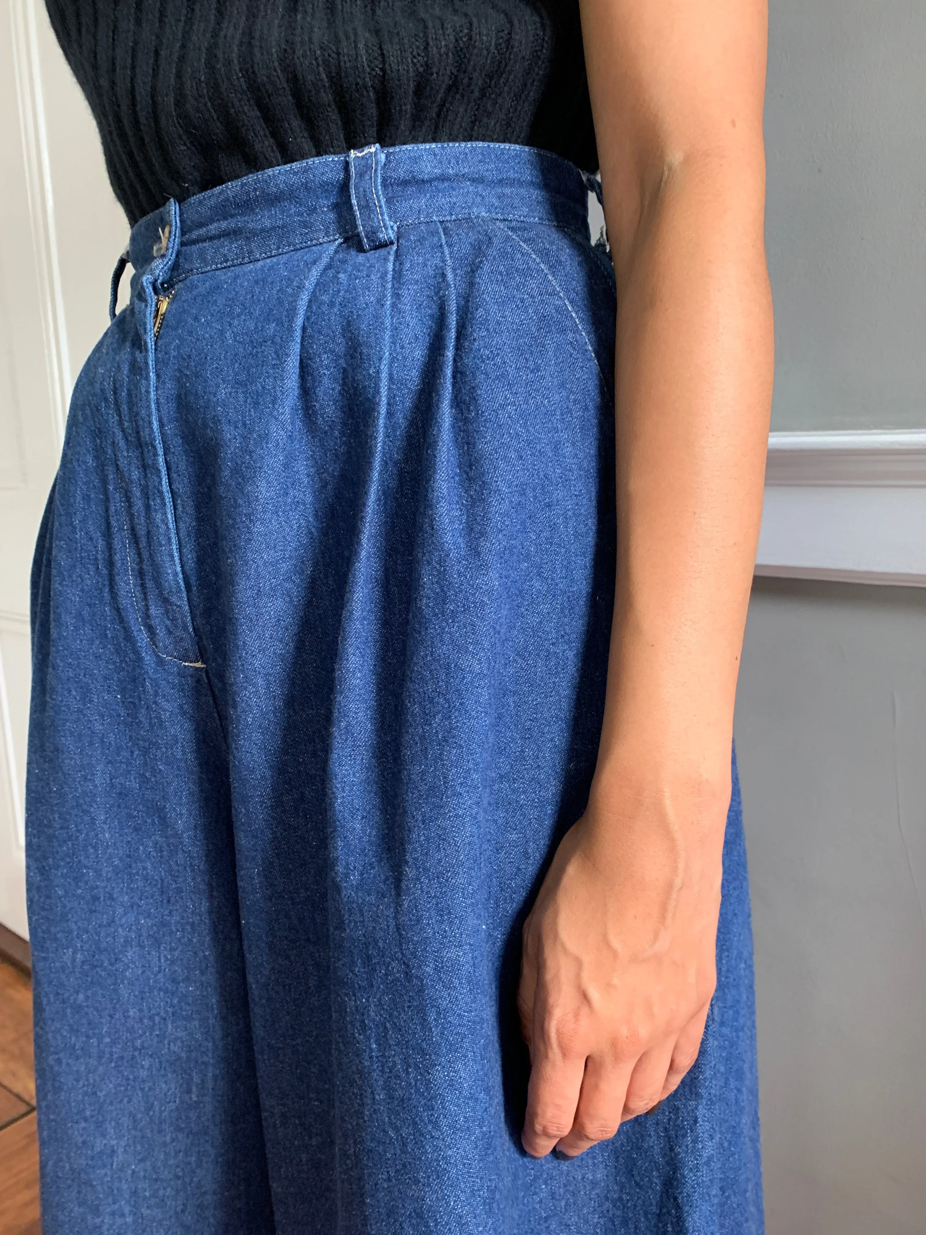 High waisted denim culottes W28