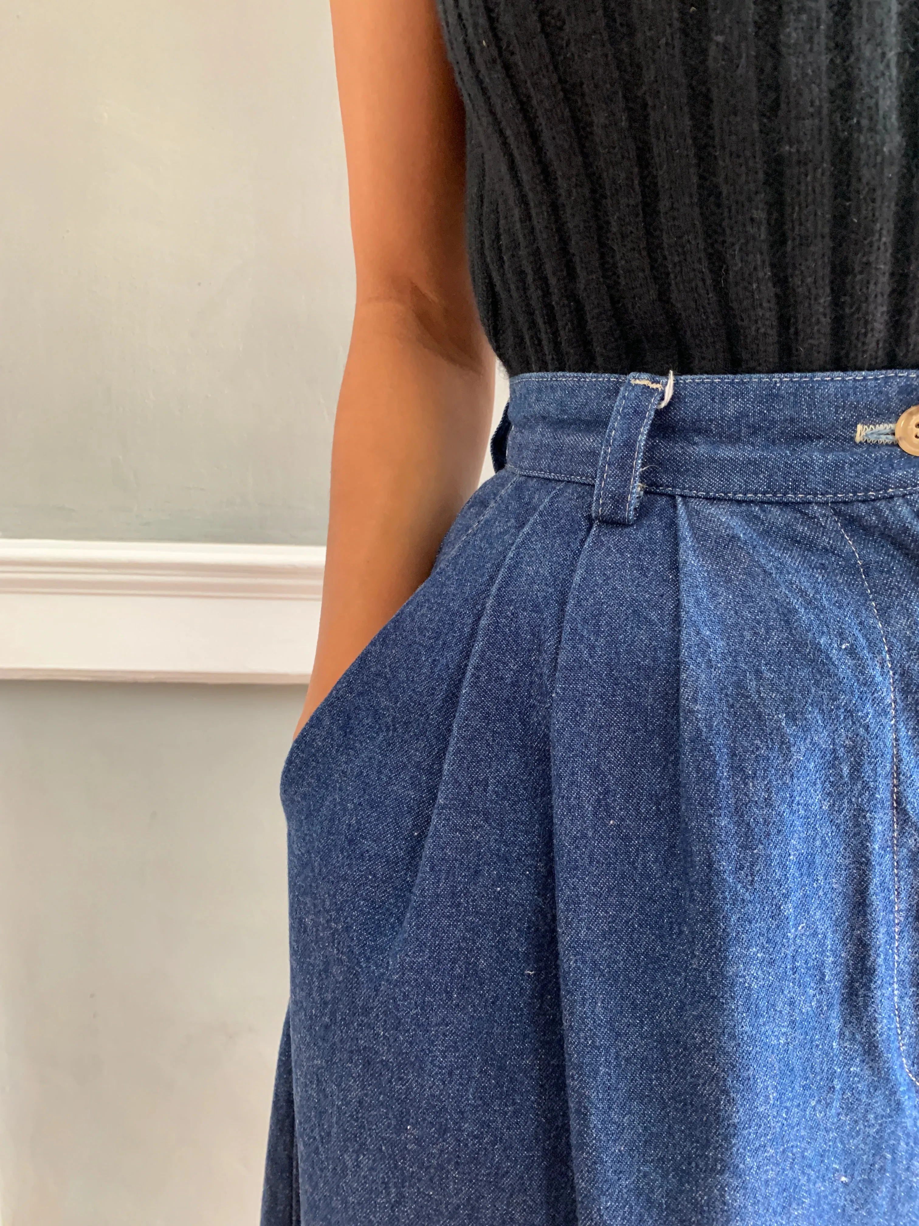 High waisted denim culottes W28