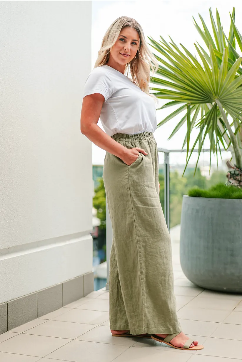 Holiday Linen Culottes - Sage