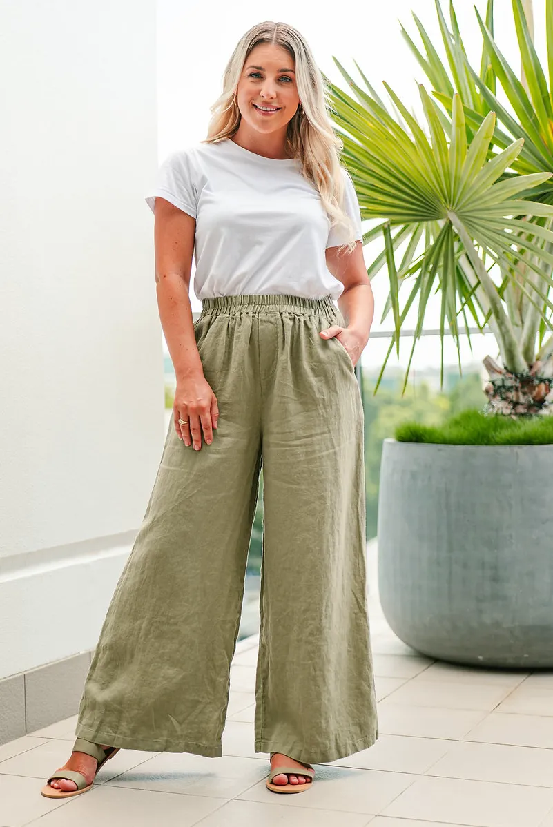 Holiday Linen Culottes - Sage