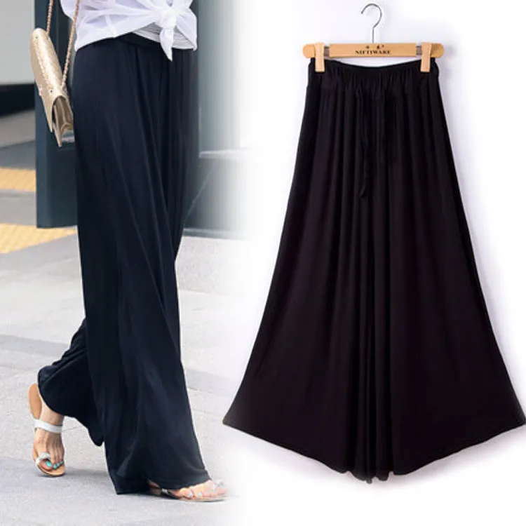 Korean Modal Plus Size Loose Casual Pants Thin Slimming Women Wide Leg Culottes