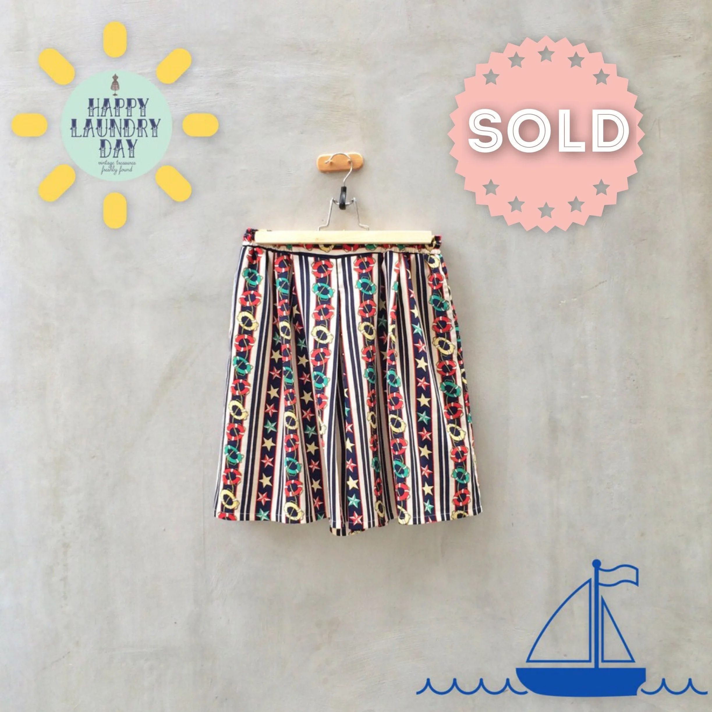 Life Savers | Vintage Nautical Life Buoys, Starts and Ropes Knots 1980s Summer Shorts