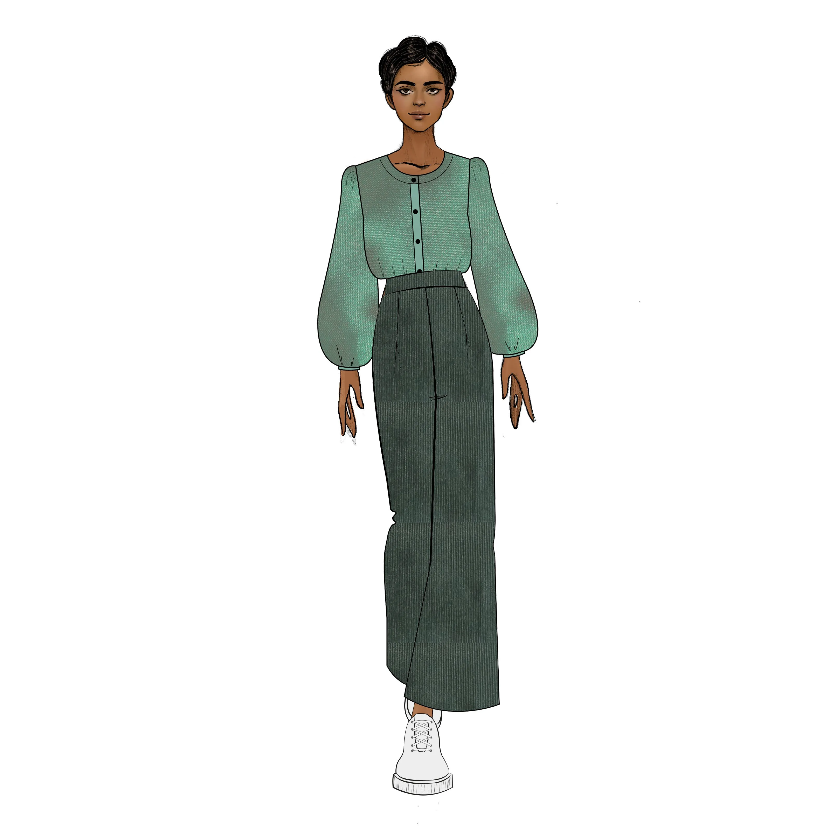 Long Culottes - Forest Cord
