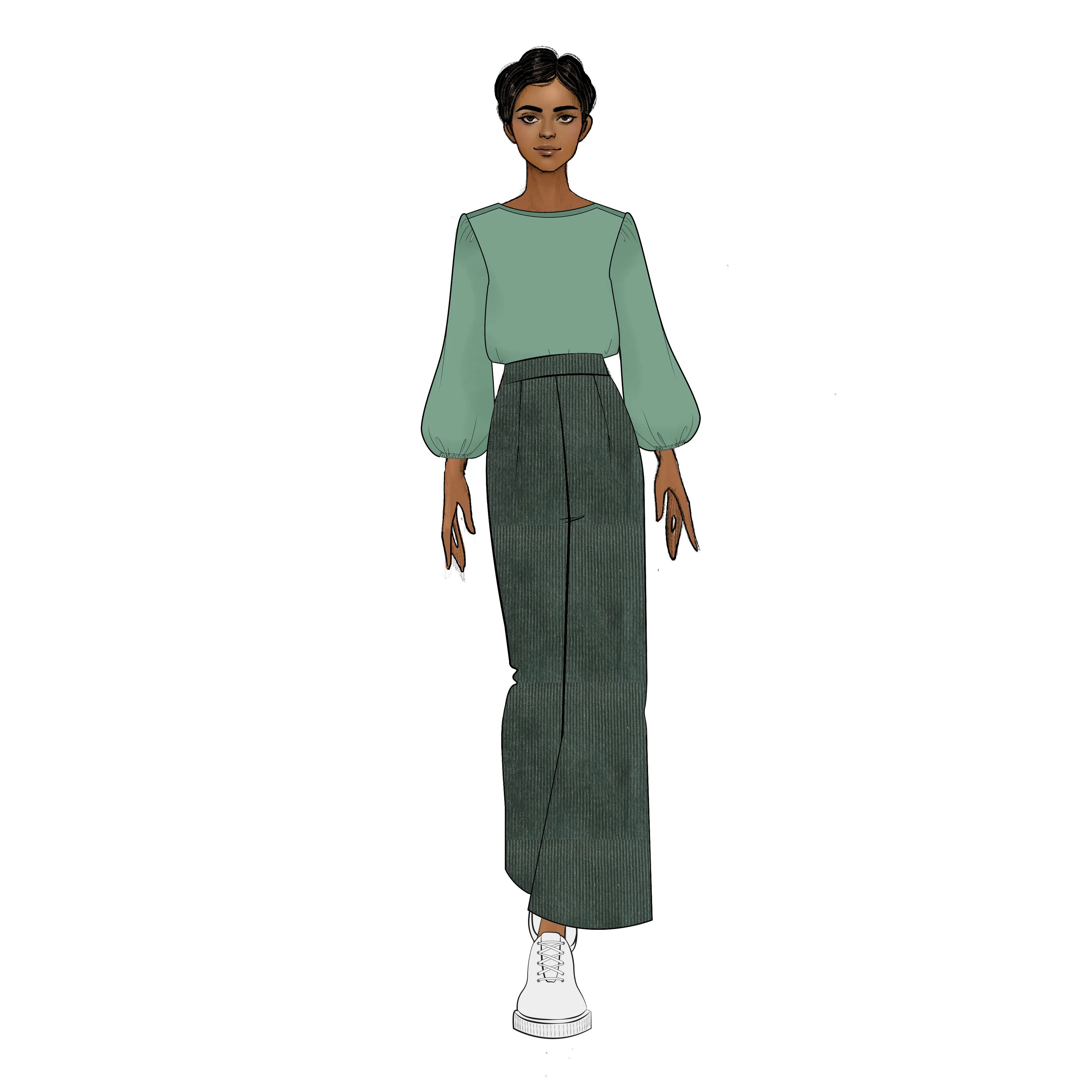 Long Culottes - Forest Cord