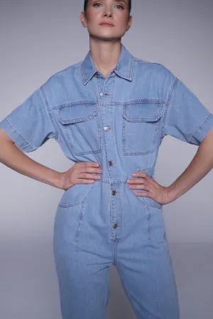 Long denim jumpsuit