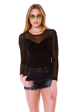 Long Sleeve One Size Mesh Body Suit