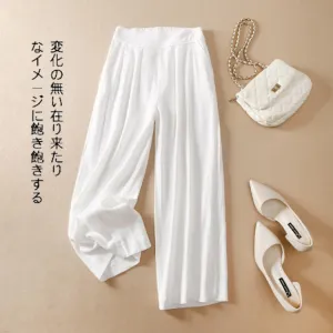 Loose Art Cotton Blend Wide Leg Pants Culottes Women Vintage Solid Colored Summer Casual Length Pants