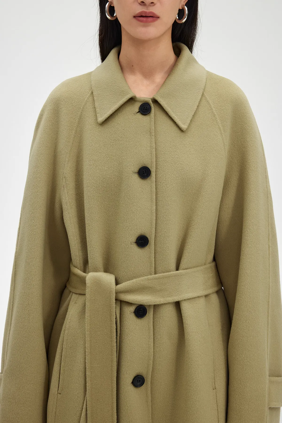Luxe Silk Cashmere Single Breasted Belted Coat