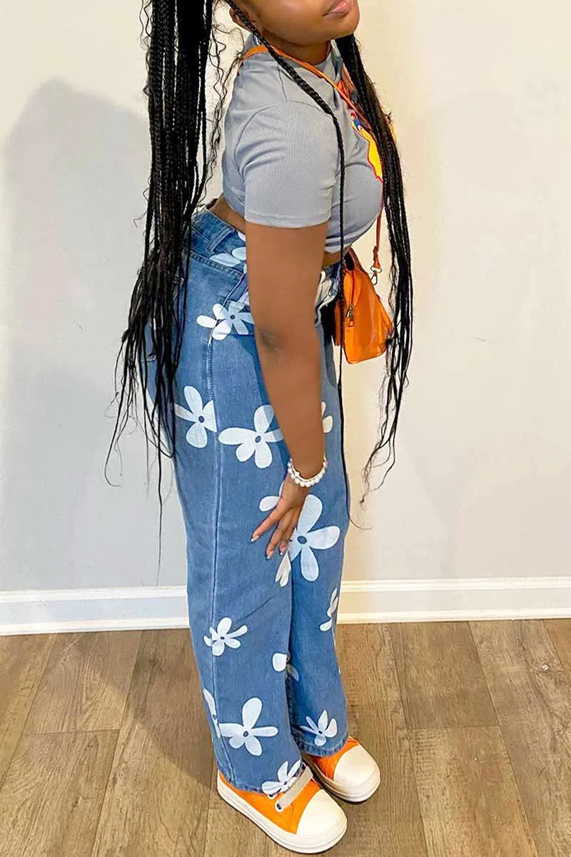 PG616 Graphic Denim Pants