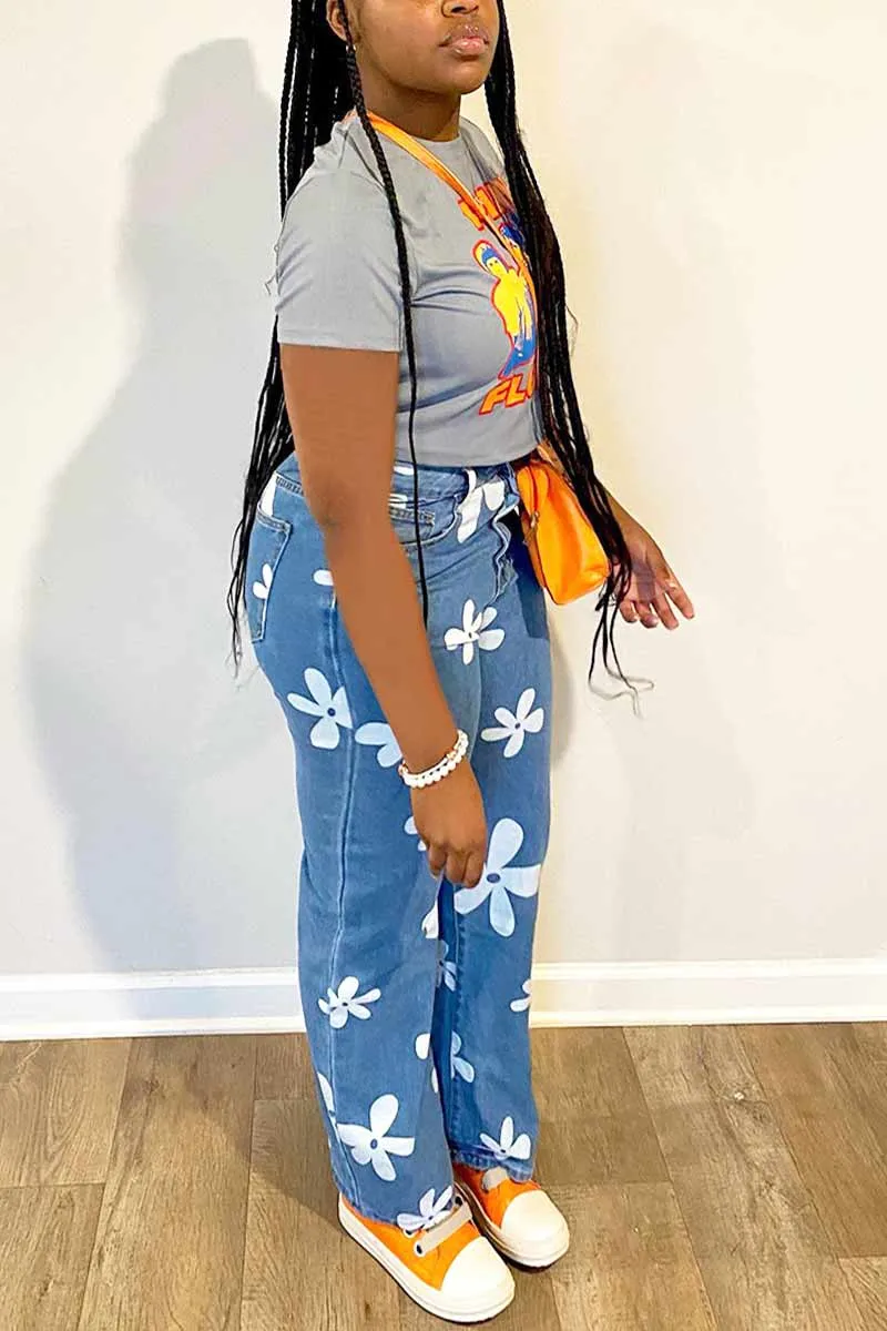 PG616 Graphic Denim Pants