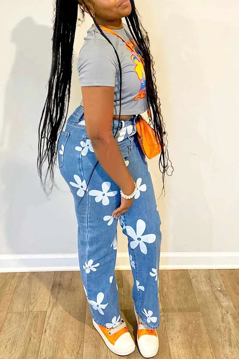 PG616 Graphic Denim Pants