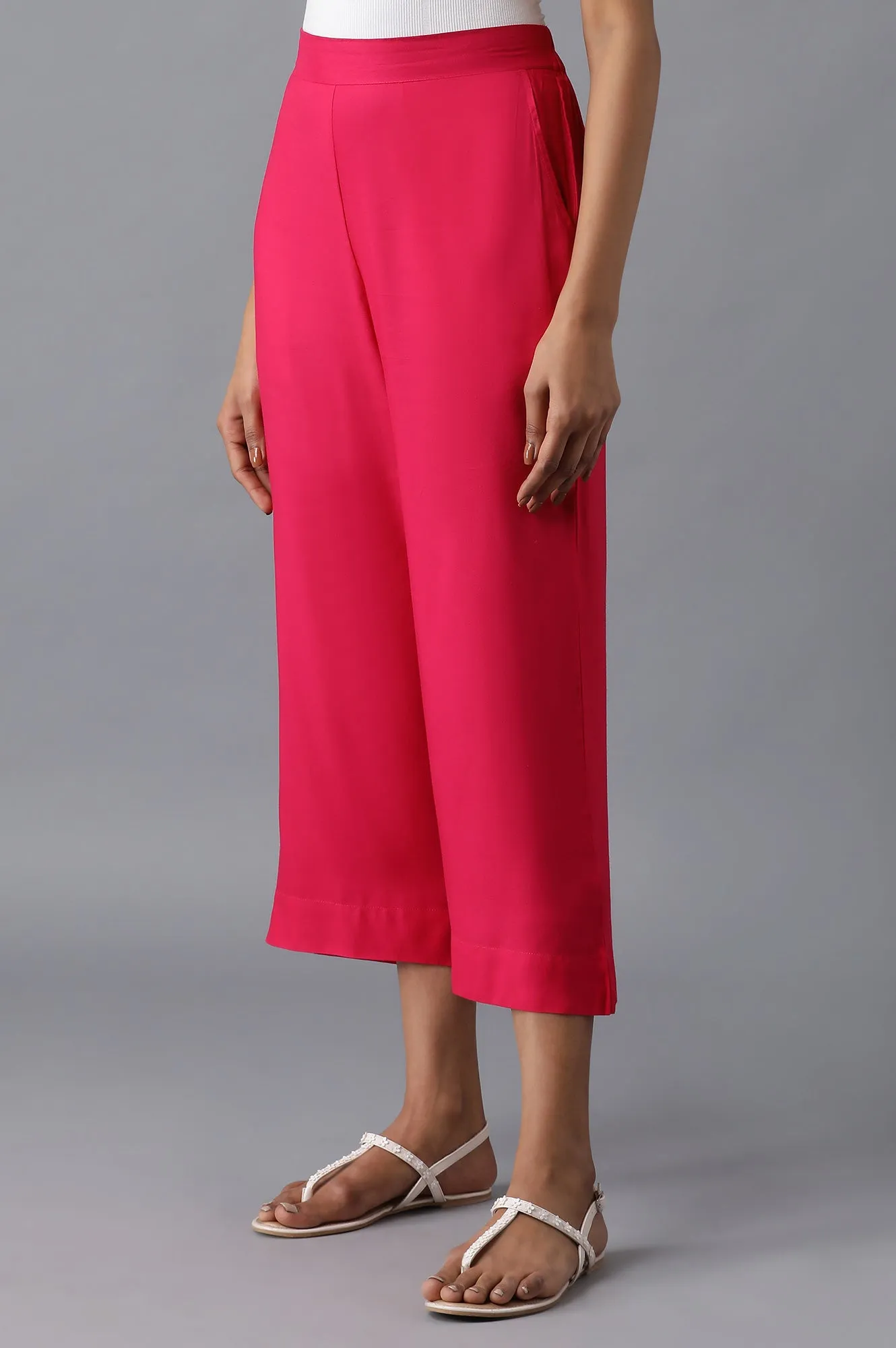 Pink solid culottes
