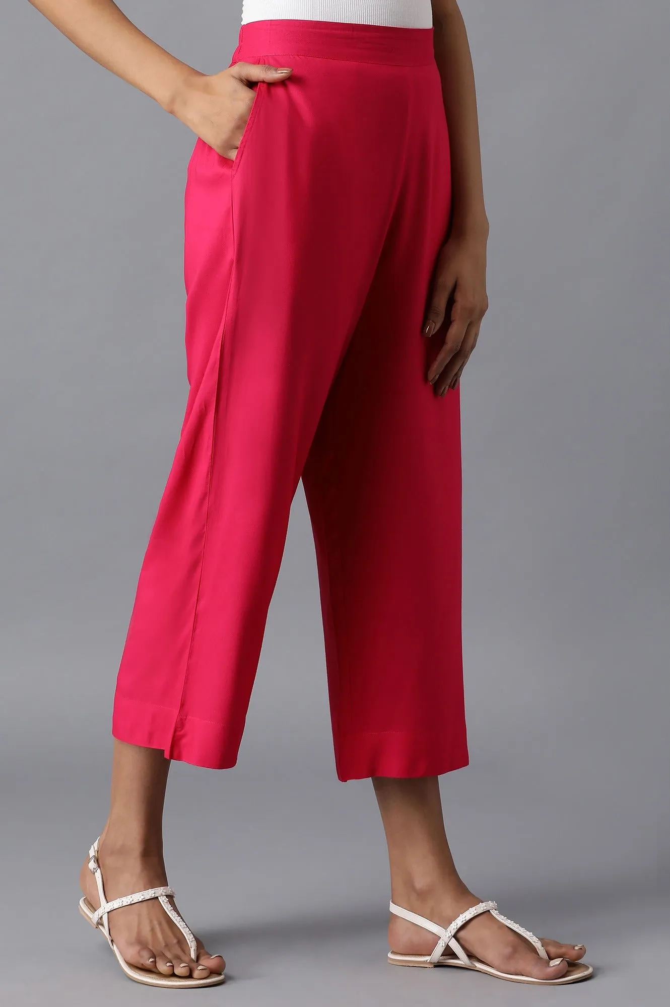 Pink solid culottes