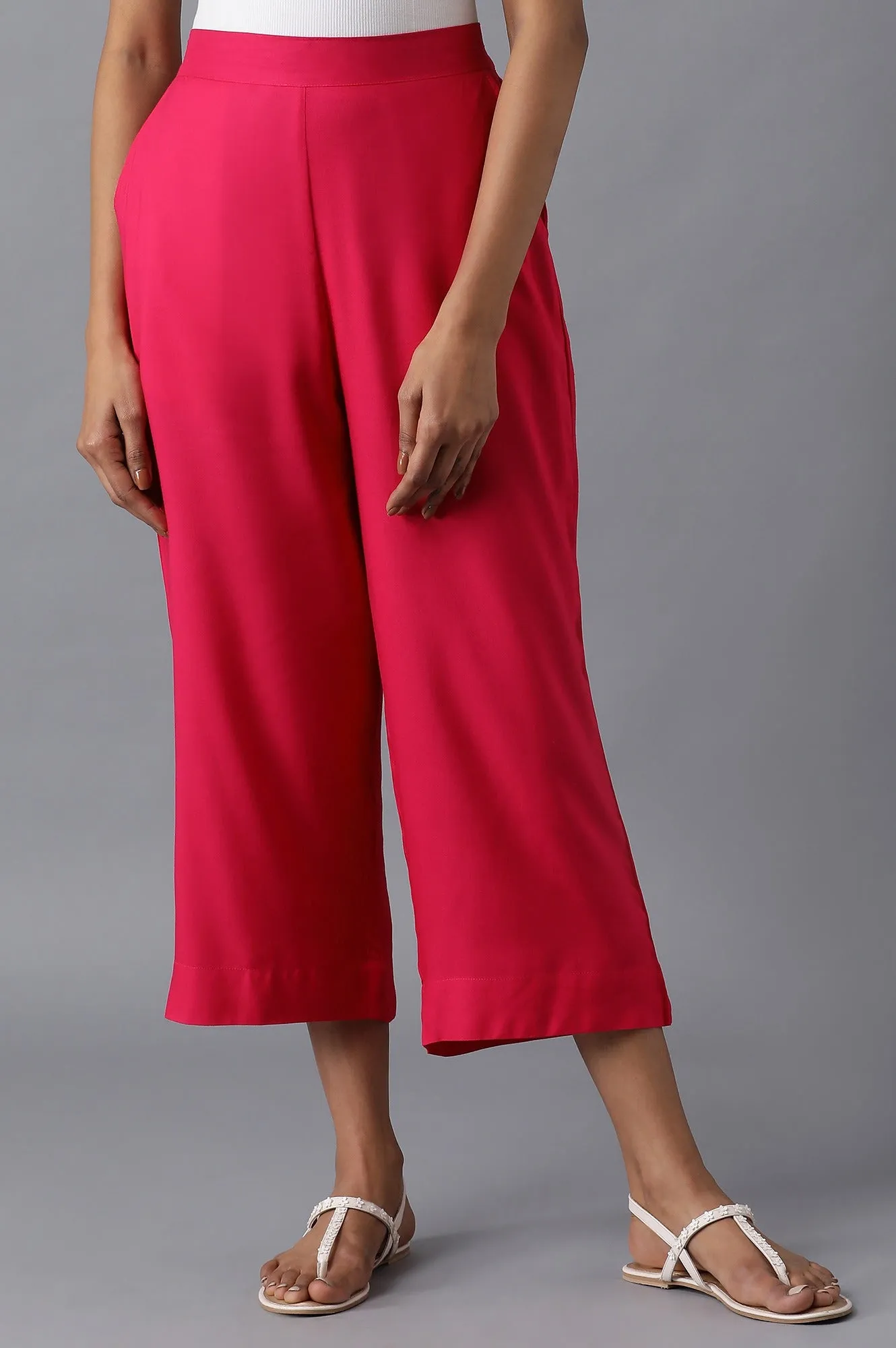 Pink solid culottes