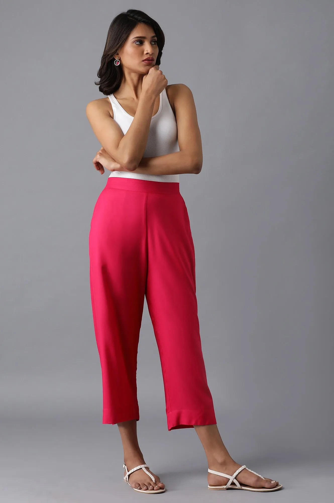 Pink solid culottes