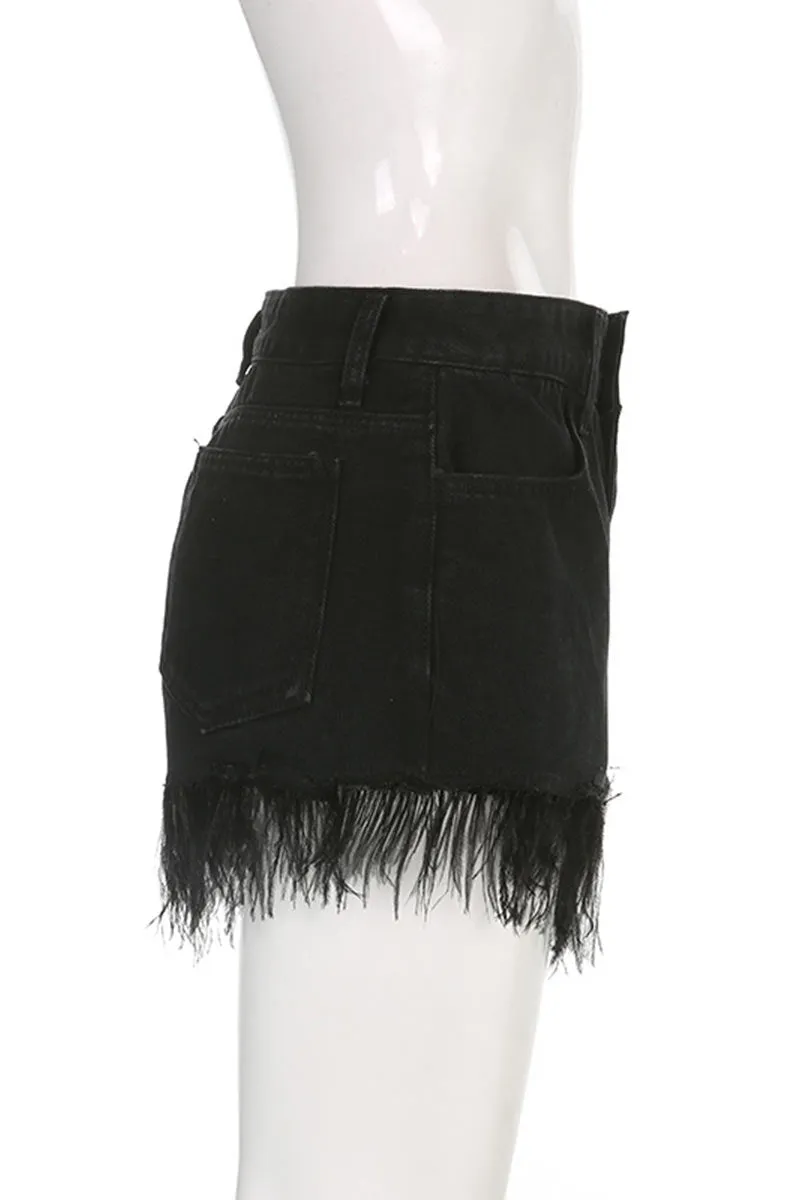 PL0295 Feather Denim Shorts