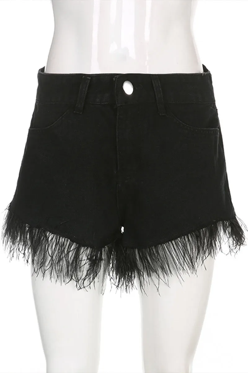 PL0295 Feather Denim Shorts