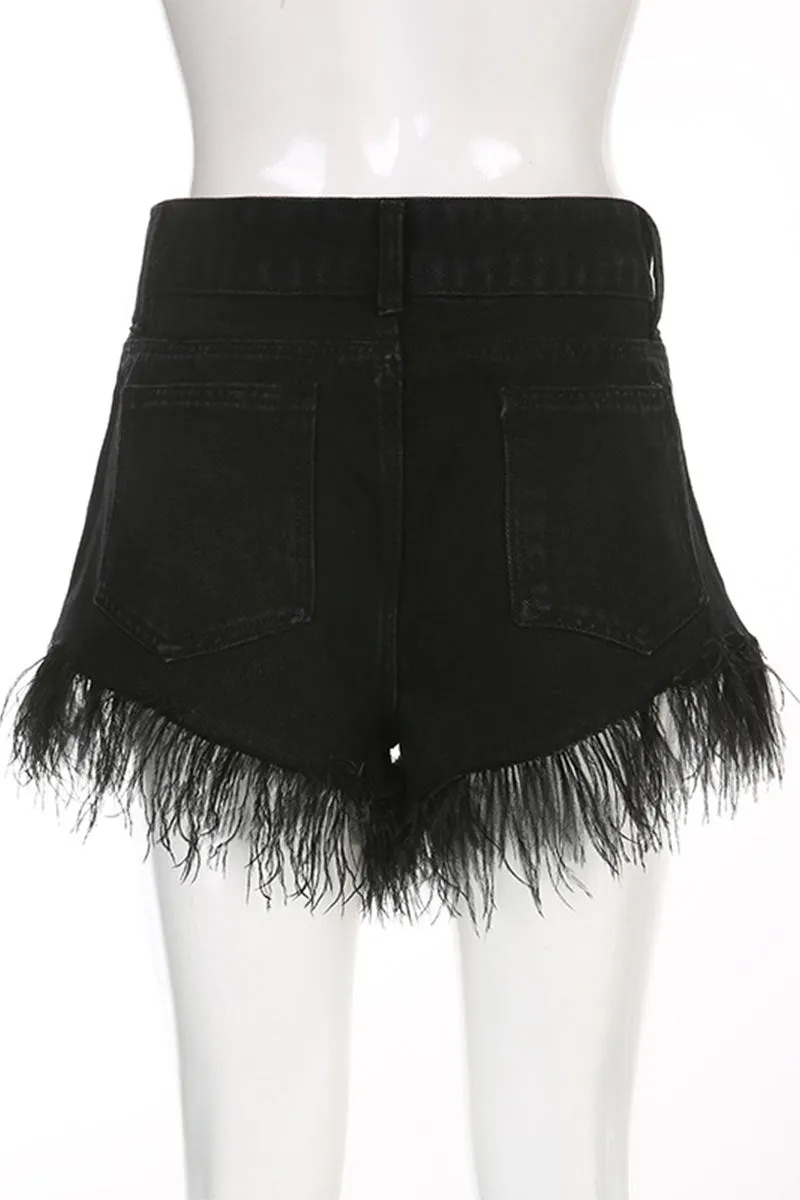 PL0295 Feather Denim Shorts