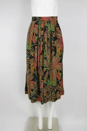 pleated Jungle leaf motif culottes - M