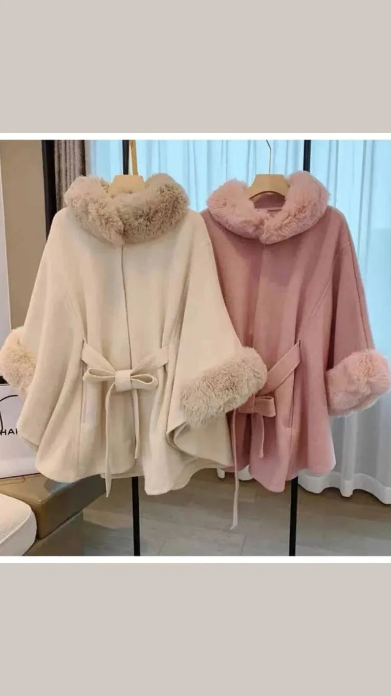 Premium Warm Ponchu With Heavy Furr GGR661