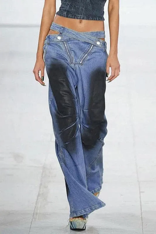PZ401 Two Tone Denim Pants
