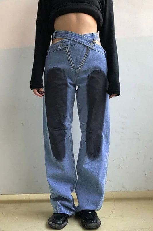 PZ401 Two Tone Denim Pants