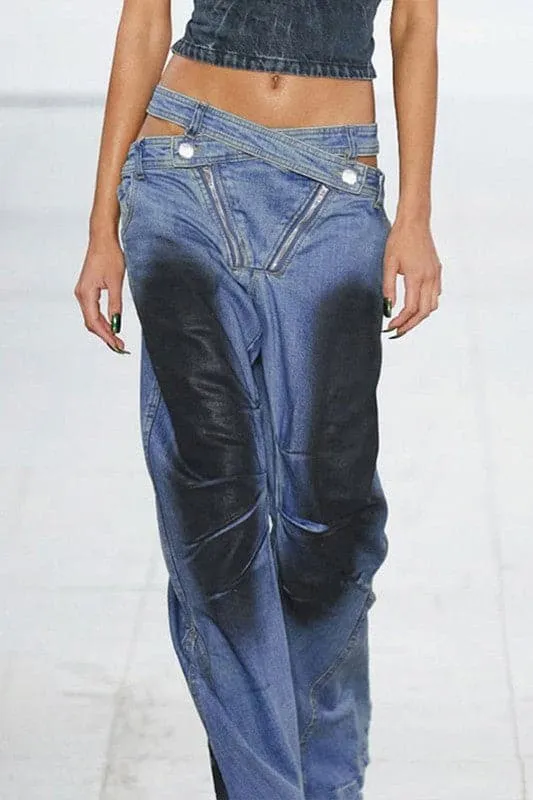 PZ401 Two Tone Denim Pants