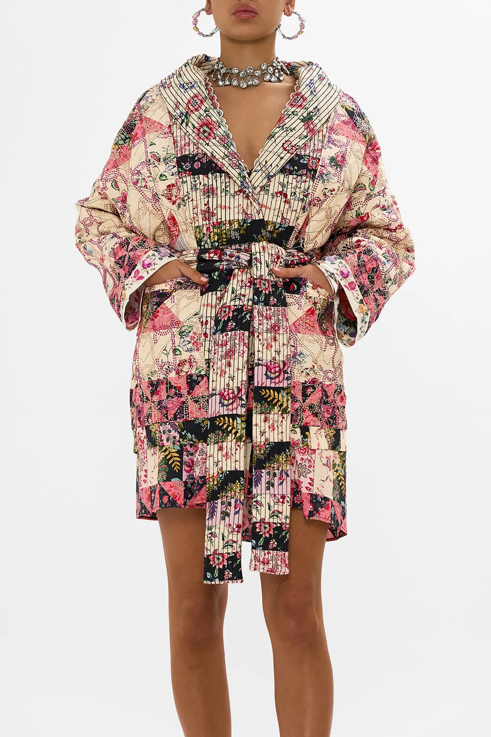 REVERSIBLE QUILTED COAT PATCHWORK POETRY