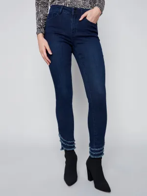 Slanted Fringe Detail Ankle Jeans by Charlie B