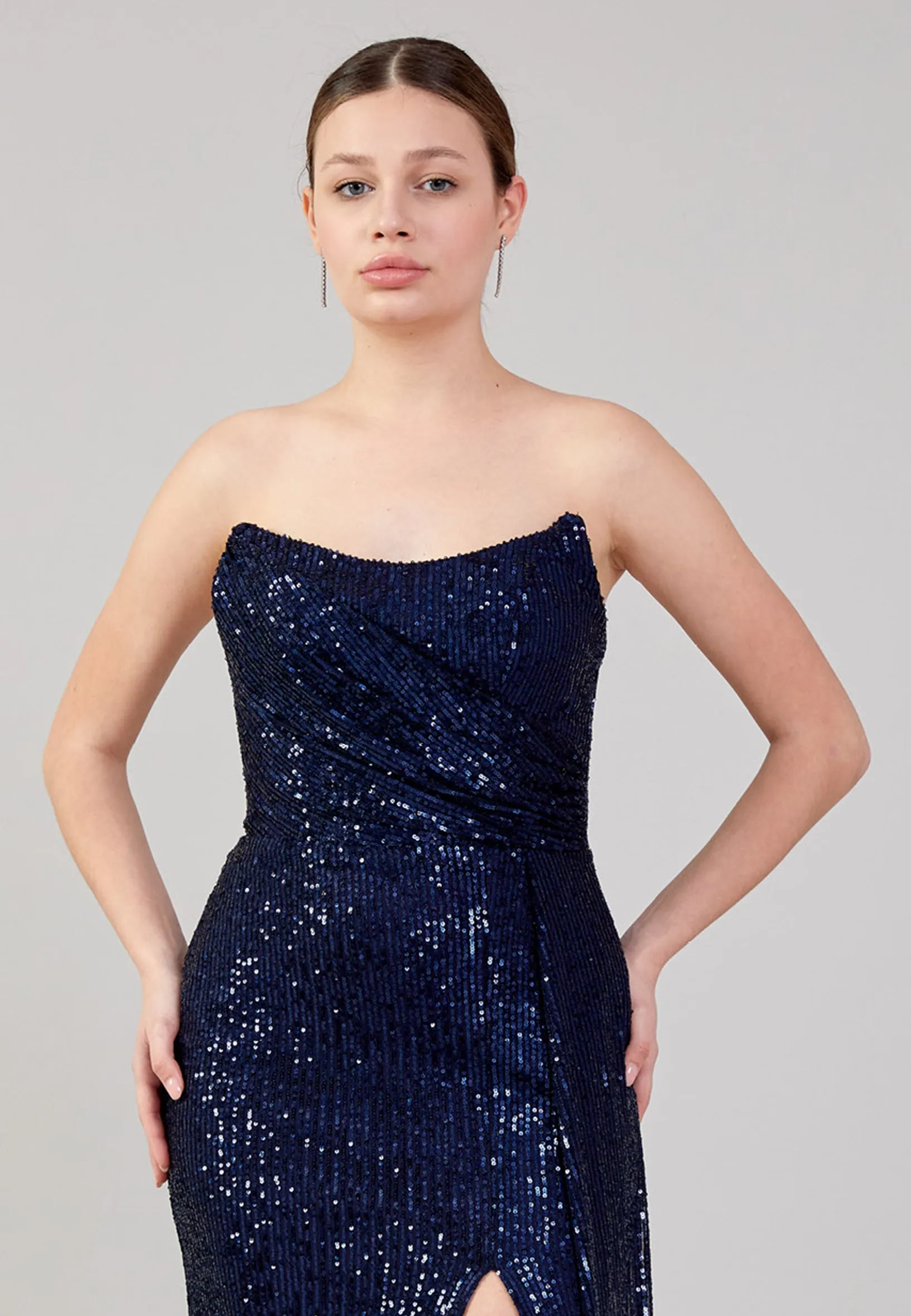 Strapless Sequin Maxi Dress