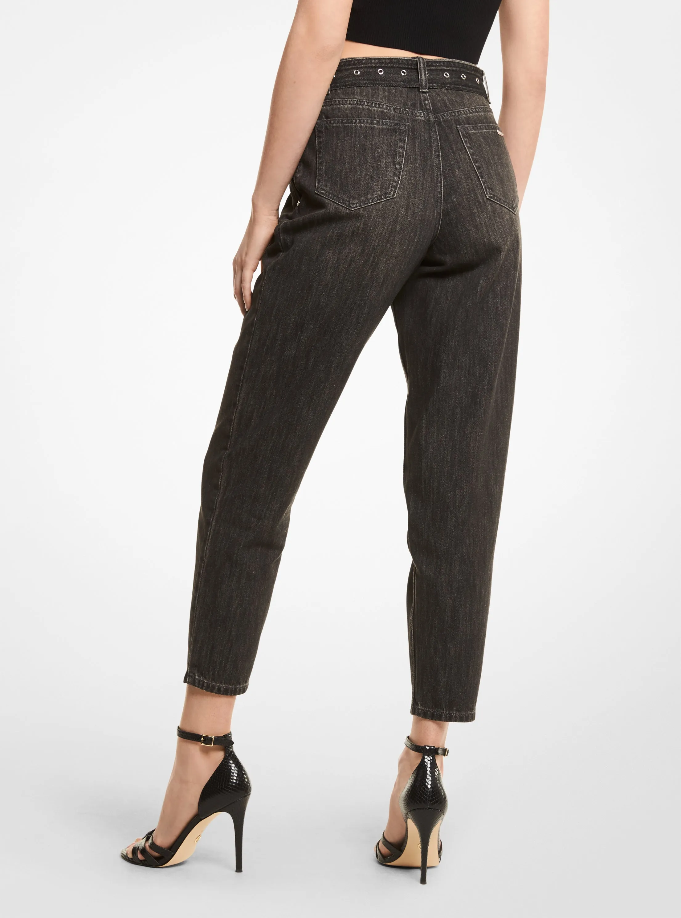 Stretch Denim Belted Jeans