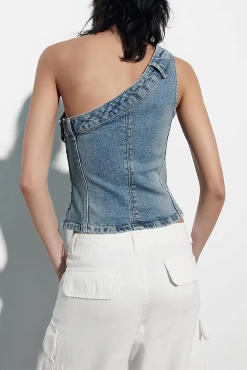 TC511 Sleeveless Denim Top