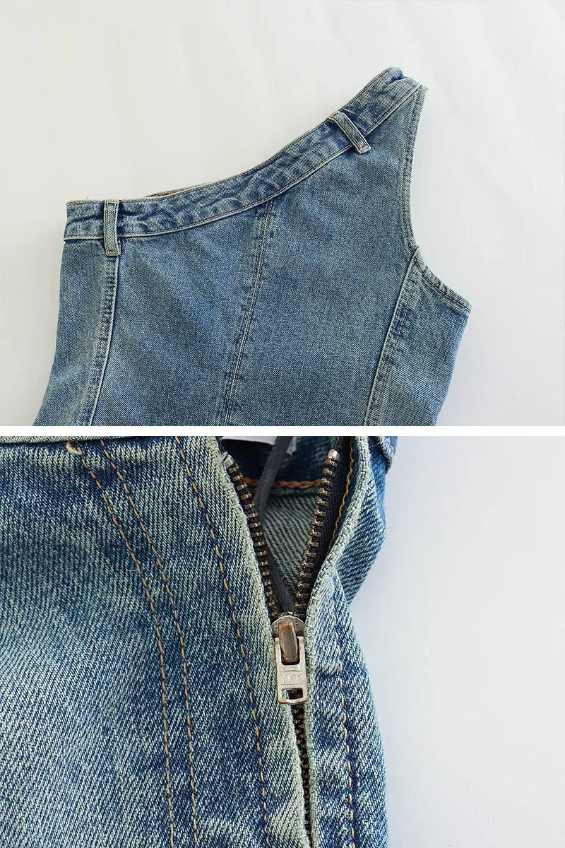 TC511 Sleeveless Denim Top