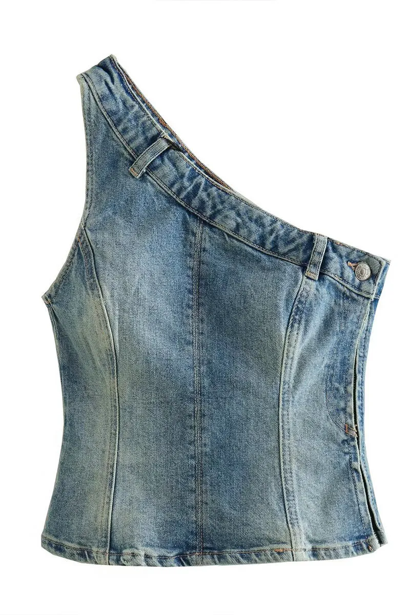 TC511 Sleeveless Denim Top