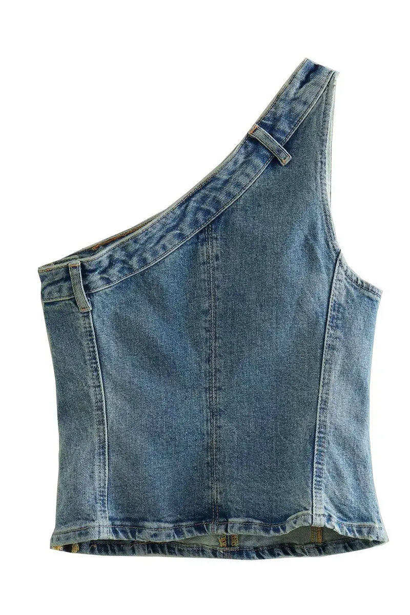 TC511 Sleeveless Denim Top