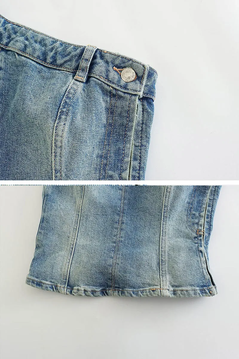 TC511 Sleeveless Denim Top