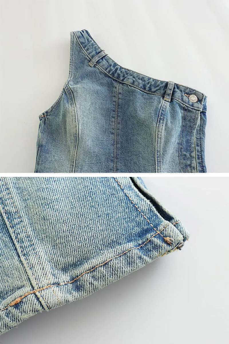 TC511 Sleeveless Denim Top