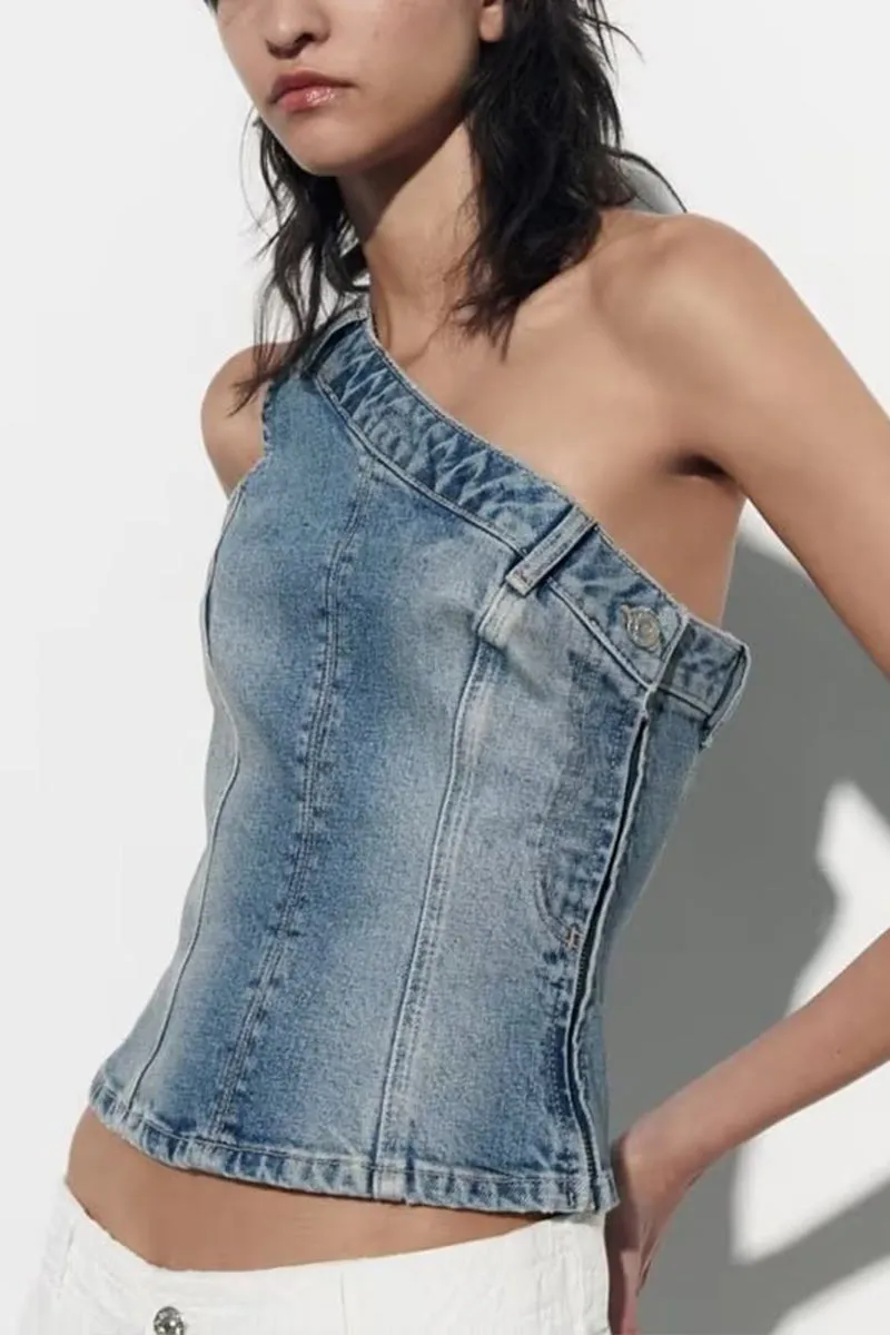 TC511 Sleeveless Denim Top