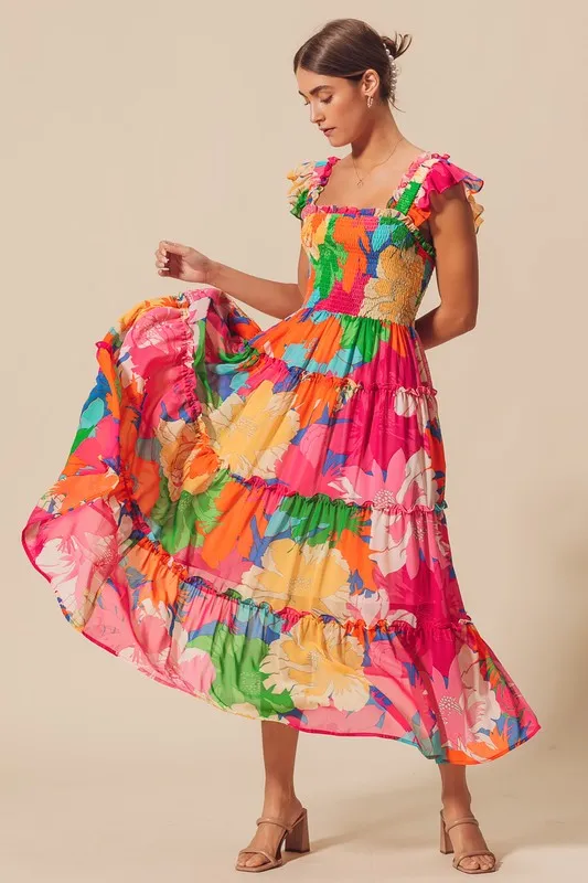 Tropical Floral Maxi Dress