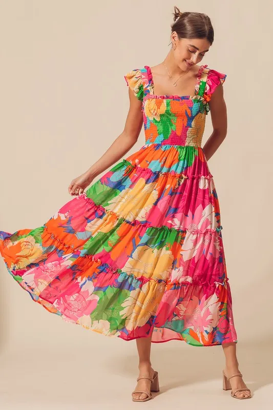 Tropical Floral Maxi Dress