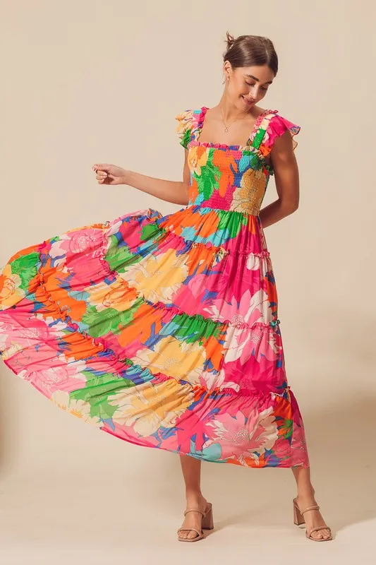Tropical Floral Maxi Dress