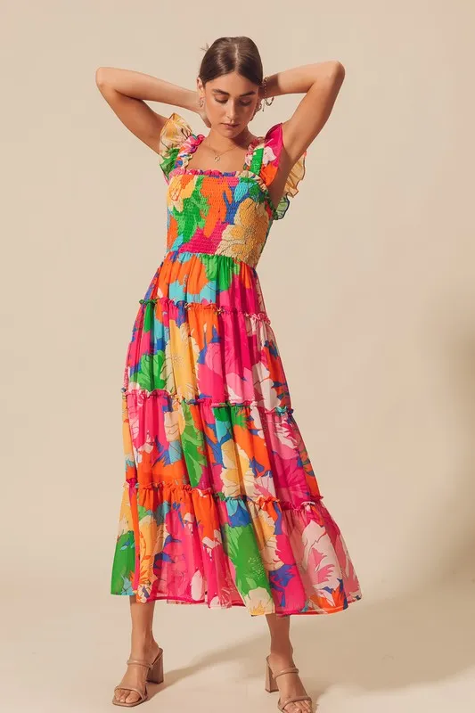 Tropical Floral Maxi Dress